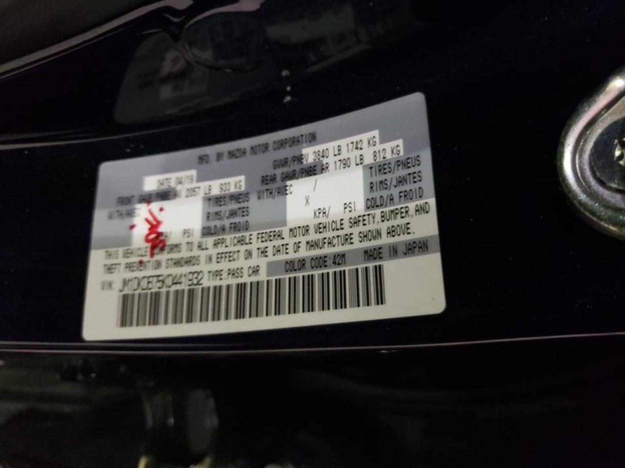 Photo 10 from auction – 2019 MAZDA CX-3 SPORT with VIN JM1DKDB75K0441932