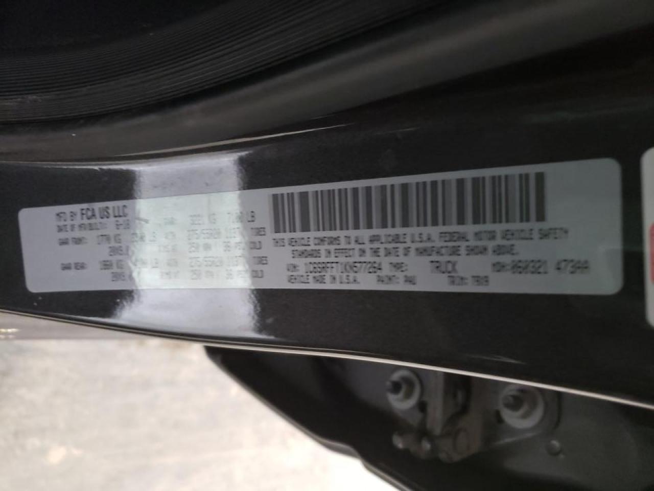 Photo 10 from auction – 2019 RAM 1500 BIG H with VIN 1C6SRFFT1KN577264