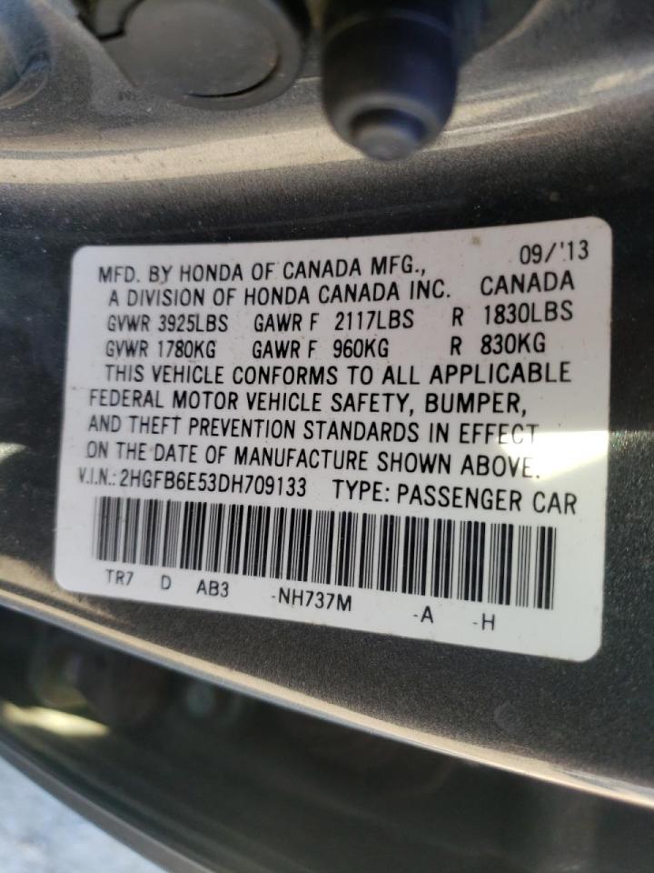 Photo 10 from auction – 2013 HONDA CIVIC SI with VIN 2HGFB6E53DH709133