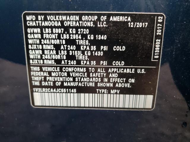 Photo 10 from auction – 2018 VOLKSWAGEN ATLAS SE with VIN 1V2LR2CA4JC551145