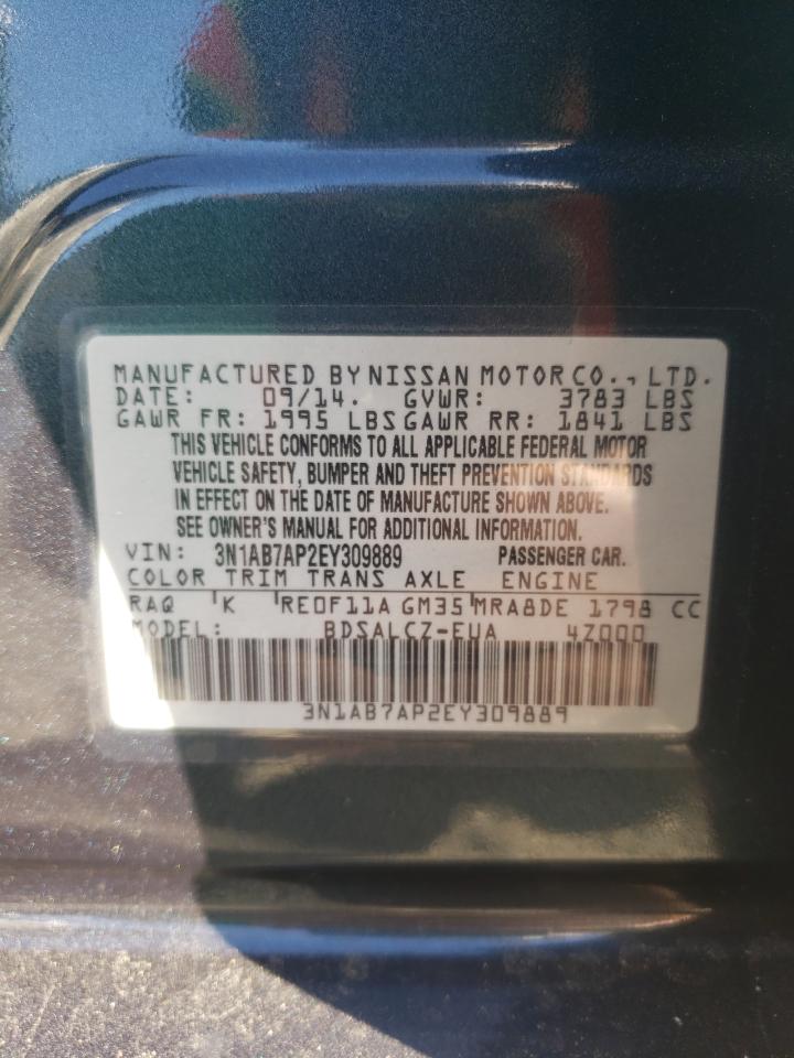 Photo 10 from auction – 2014 NISSAN SENTRA S with VIN 3N1AB7AP2EY309889