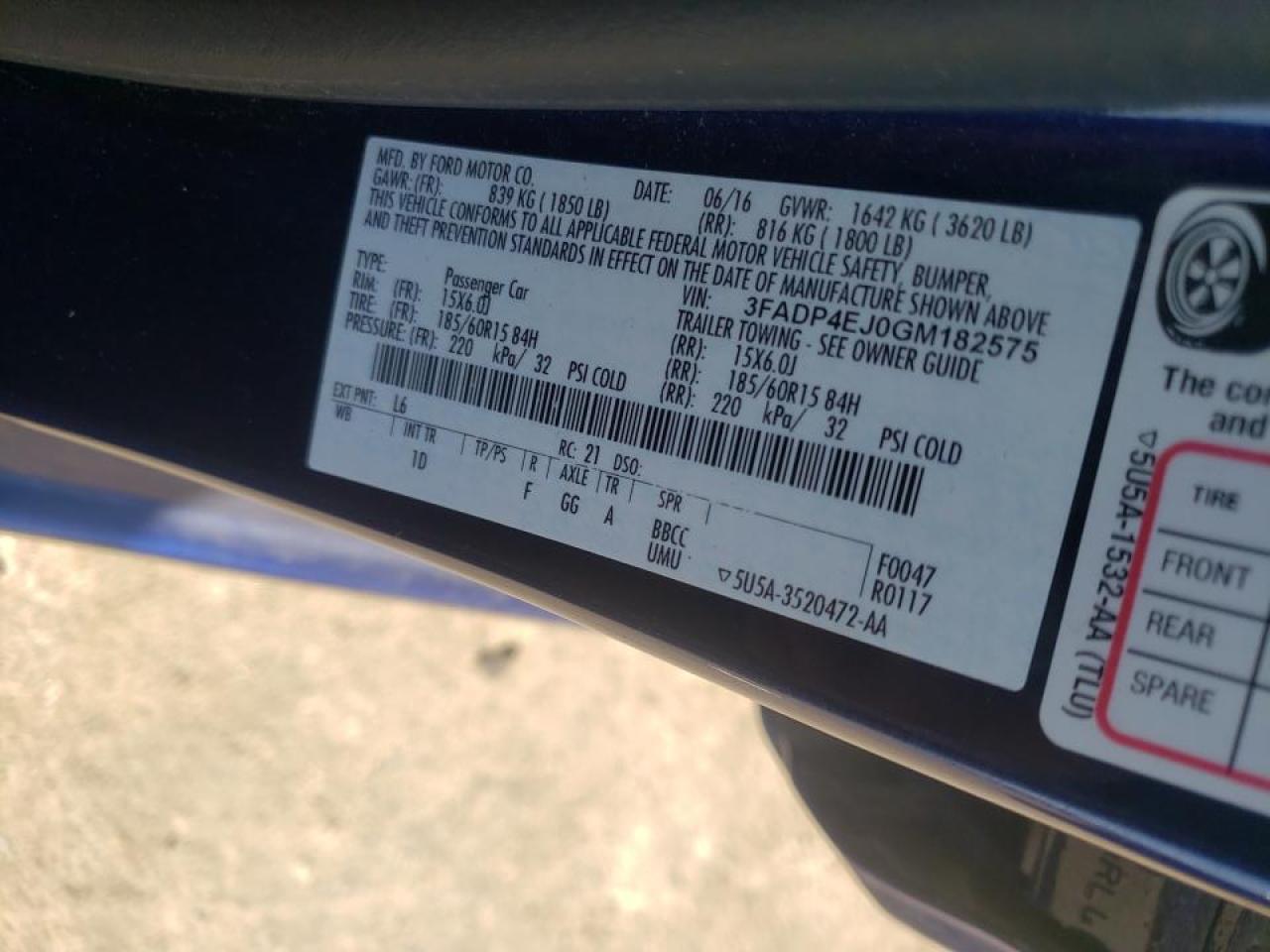 Photo 10 from auction – 2016 FORD FIESTA with VIN 3FADP4EJ0GM182575