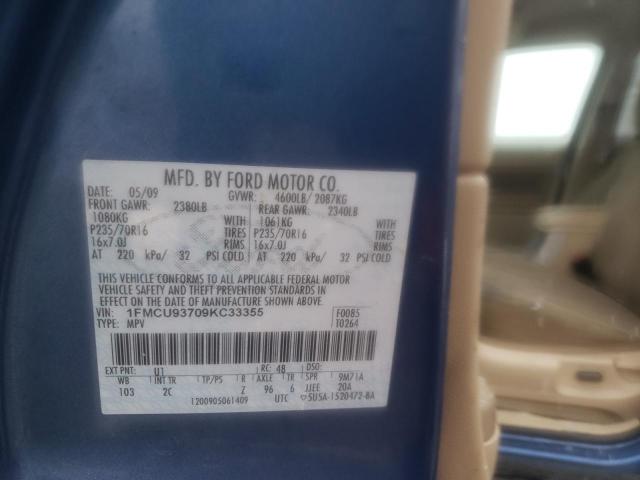 Photo 10 from auction – 2009 FORD ESCAPE XLT with VIN 1FMCU93709KC33355