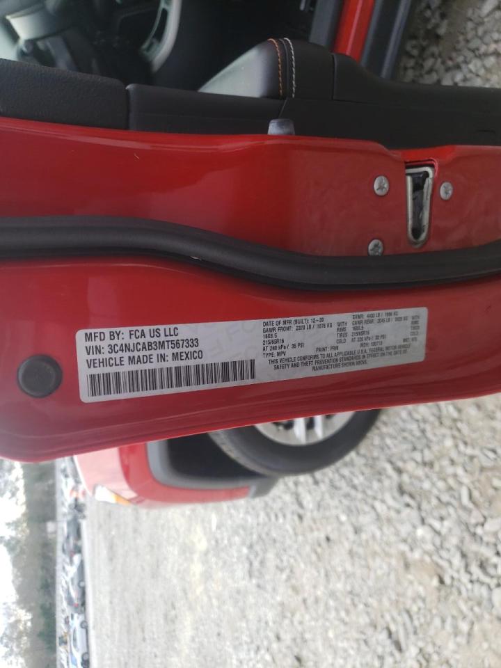 Photo 10 from auction – 2021 JEEP COMPASS SP with VIN 3C4NJCAB3MT567333