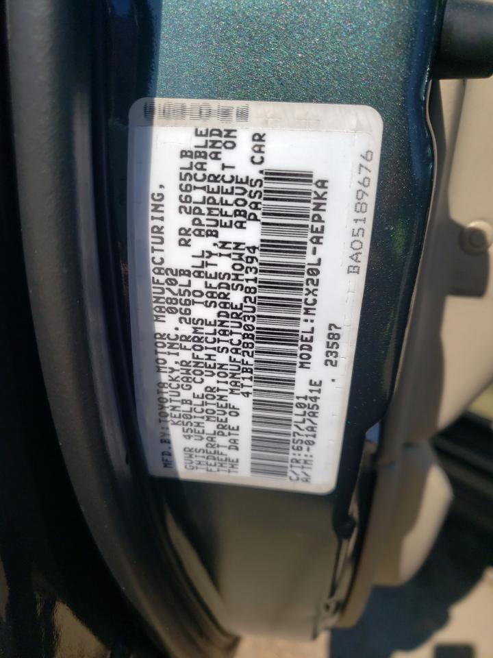 Photo 10 from auction – 2003 TOYOTA AVALON XL with VIN 4T1BF28B03U281394