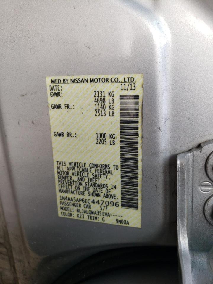 Photo 10 from auction – 2014 NISSAN MAXIMA S with VIN 1N4AA5AP6EC447096