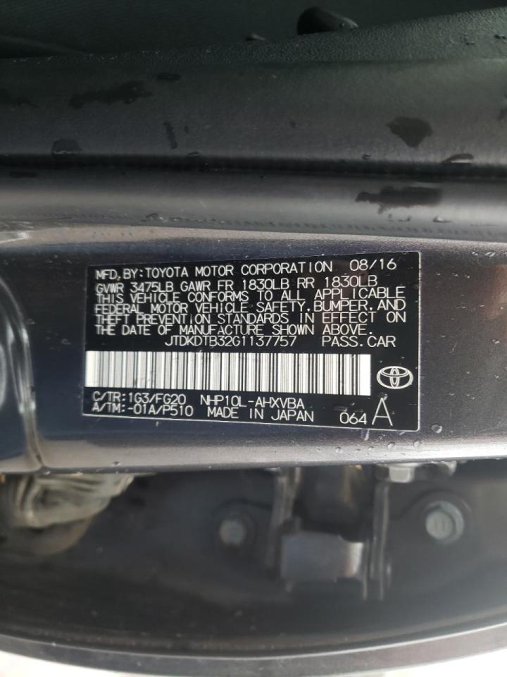 Photo 10 from auction – 2016 TOYOTA PRIUS C with VIN JTDKDTB32G1137757