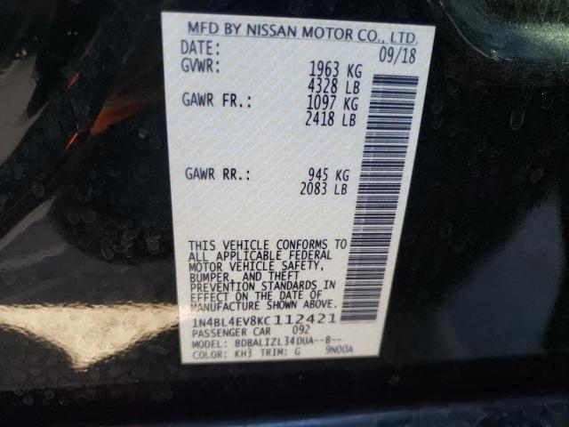 Photo 10 from auction – 2019 NISSAN ALTIMA SL with VIN 1N4BL4EV8KC112421