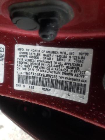 Photo 10 from auction – 2009 HONDA CIVIC with VIN 1HGFA165X9L002528