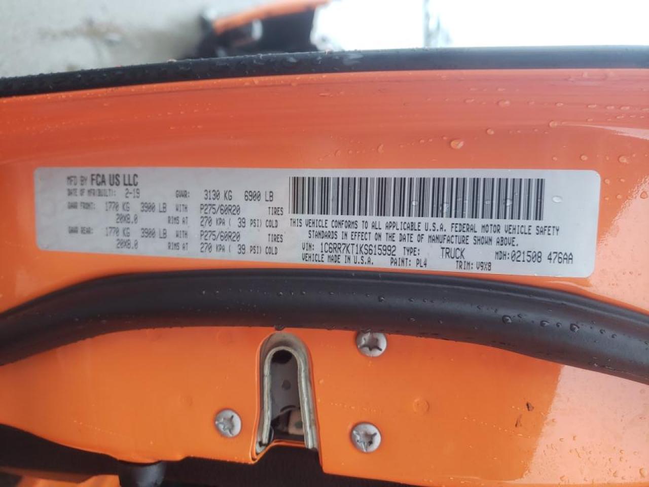 Photo 10 from auction – 2019 RAM 1500 CLASS with VIN 1C6RR7KT1KS615992