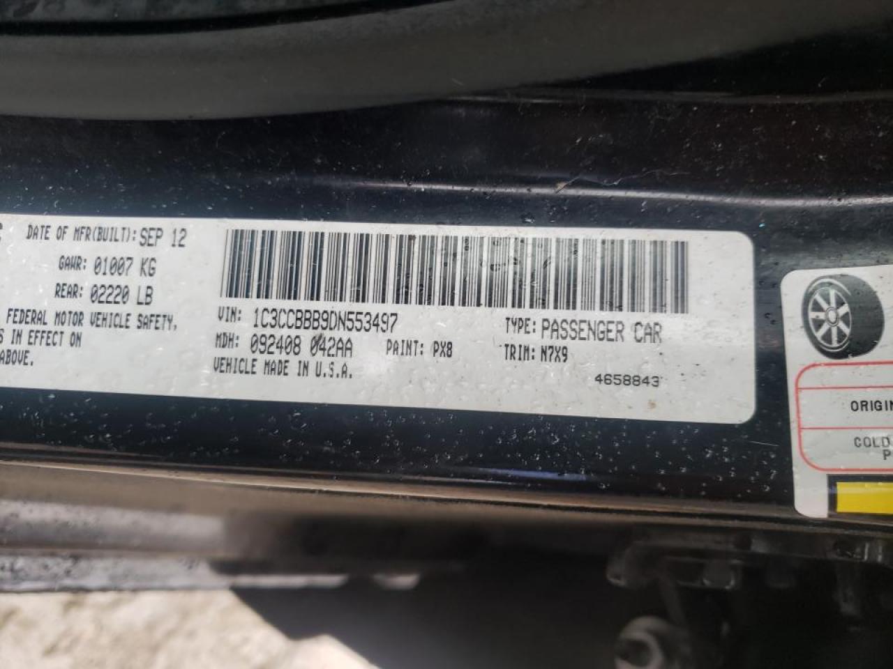 Photo 10 from auction – 2013 CHRYSLER 200 TOURIN with VIN 1C3CCBBB9DN553497