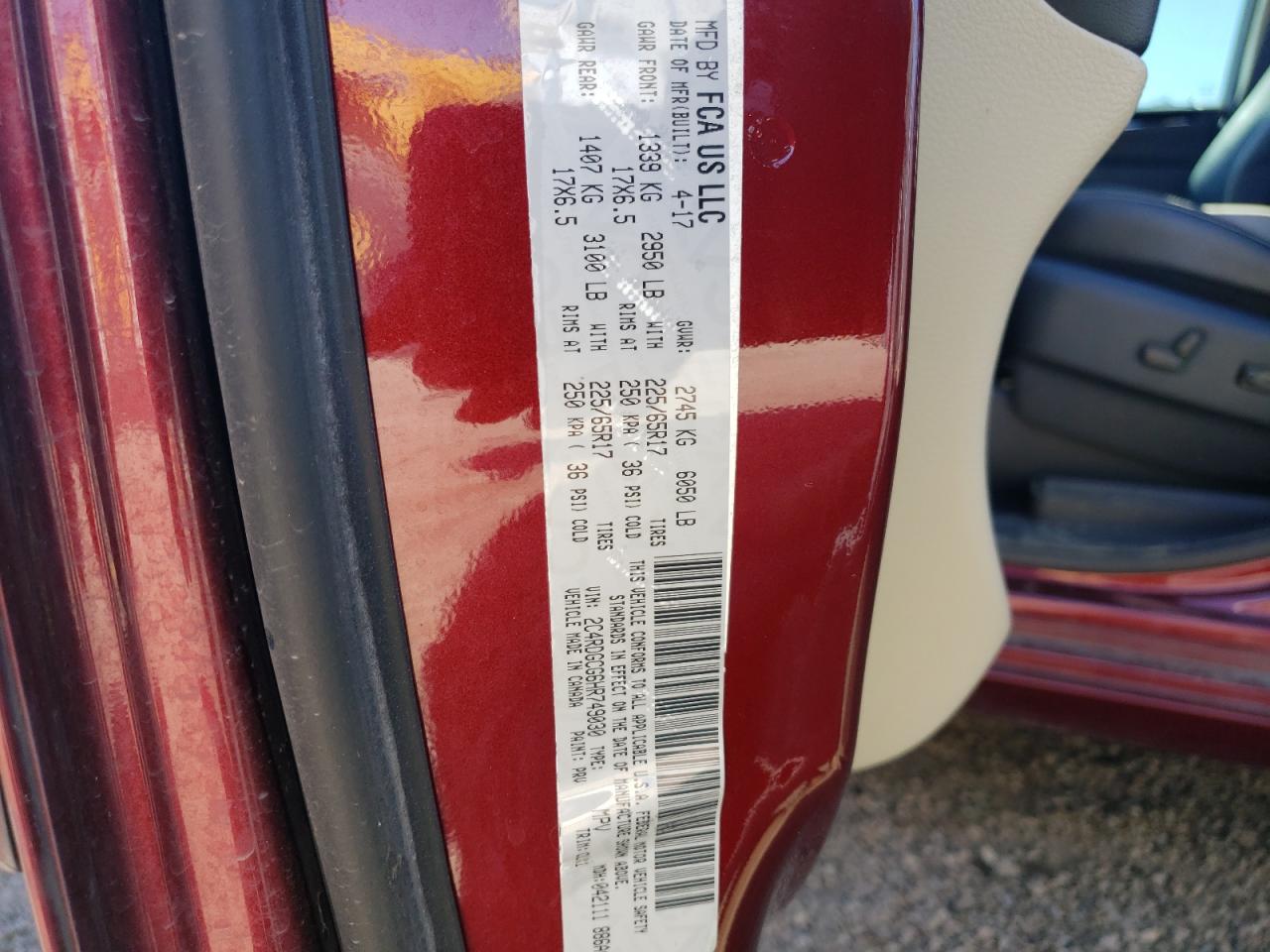 Photo 10 from auction – 2017 DODGE GRAND CARA with VIN 2C4RDGCG6HR749030