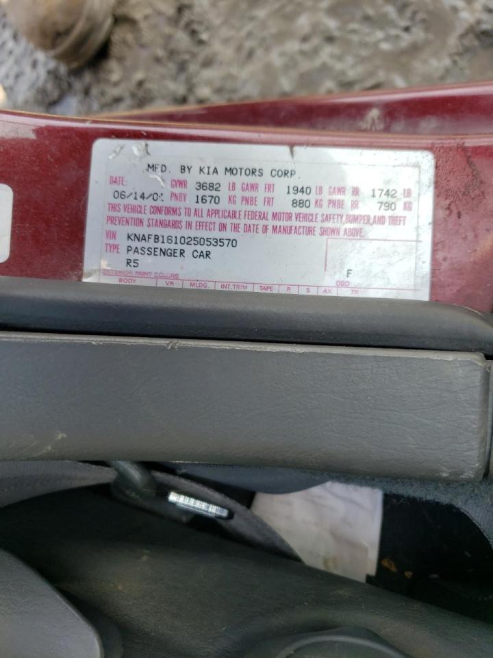Photo 10 from auction – 2002 KIA SPECTRA GS with VIN KNAFB161025053570