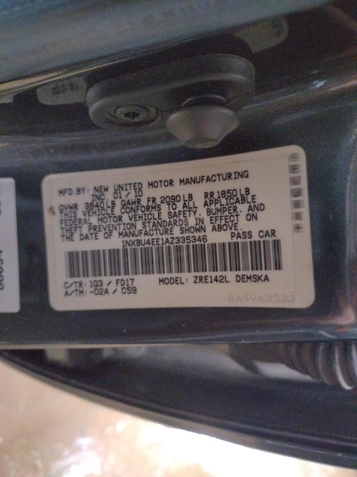 Photo 10 from auction – 2010 TOYOTA COROLLA BA with VIN 1NXBU4EE1AZ335346