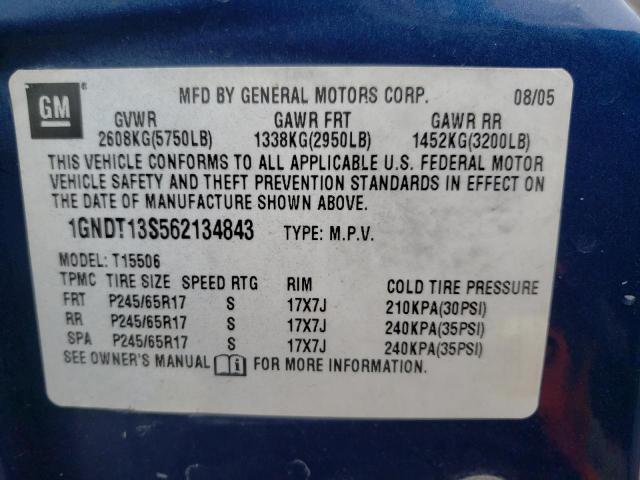 Photo 10 from auction – 2006 CHEVROLET TRAILBLAZE with VIN 1GNDT13S562134843