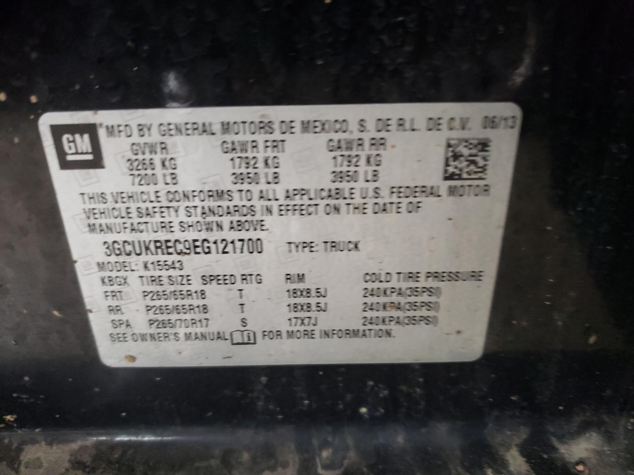 Photo 10 from auction – 2014 CHEVROLET SILVERADO with VIN 3GCUKREC9EG121700