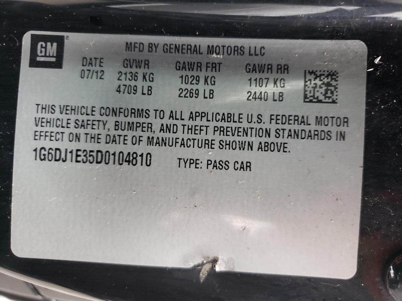 Photo 10 from auction – 2013 CADILLAC CTS PERFOR with VIN 1G6DJ1E35D0104810