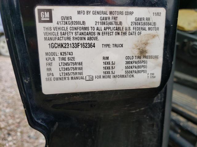 Photo 10 from auction – 2003 CHEVROLET SILVERADO with VIN 1GCHK23133F162364