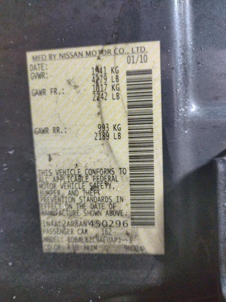 Photo 10 from auction – 2010 NISSAN ALTIMA BAS with VIN 1N4AL2AP8AN450296
