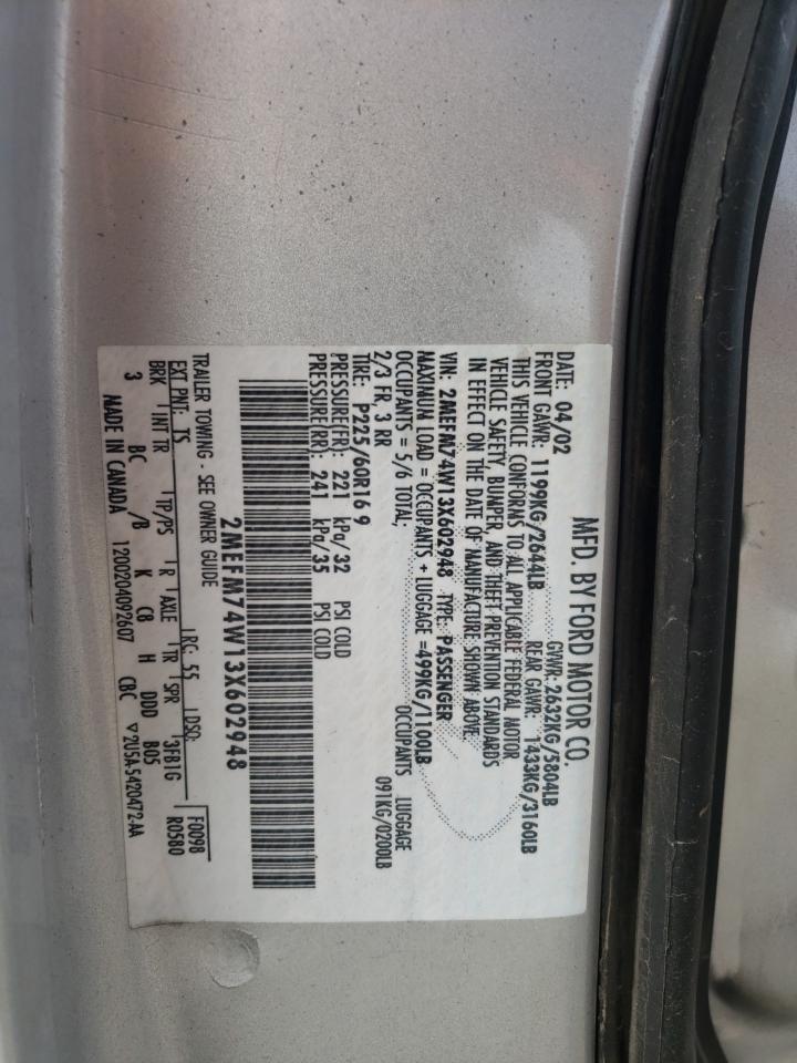 Photo 10 from auction – 2003 MERCURY GRAND MARQ with VIN 2MEFM74W13X602948