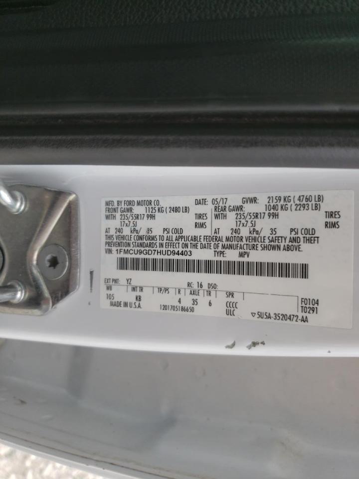 Photo 10 from auction – 2017 FORD ESCAPE SE with VIN 1FMCU9GD7HUD94403