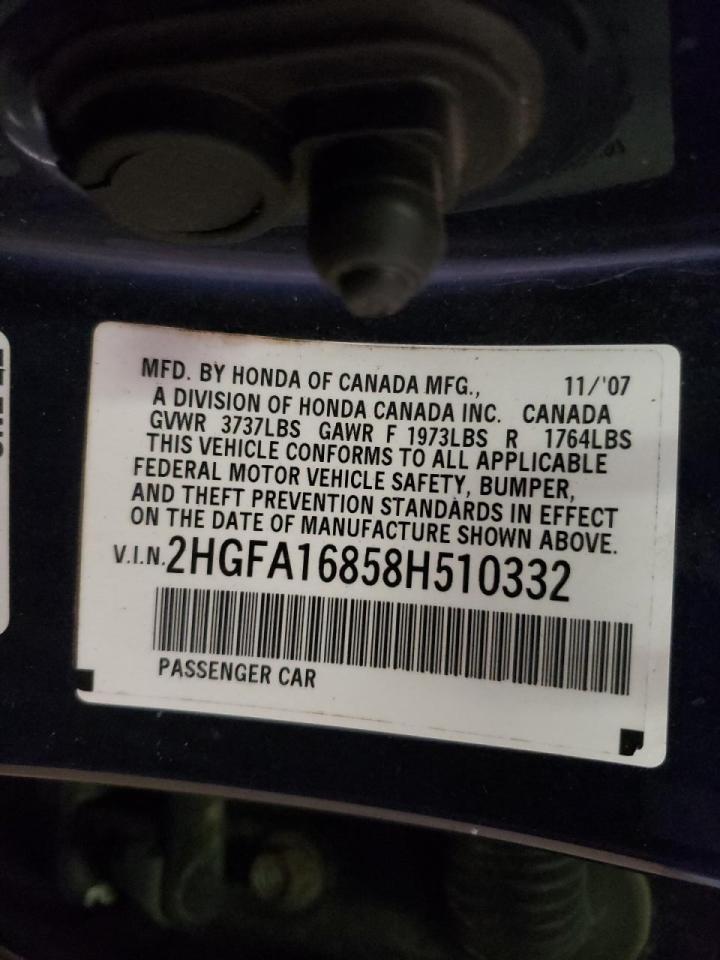 Photo 20 from auction – 2008 HONDA CIVIC EX with VIN 2HGFA16858H510332