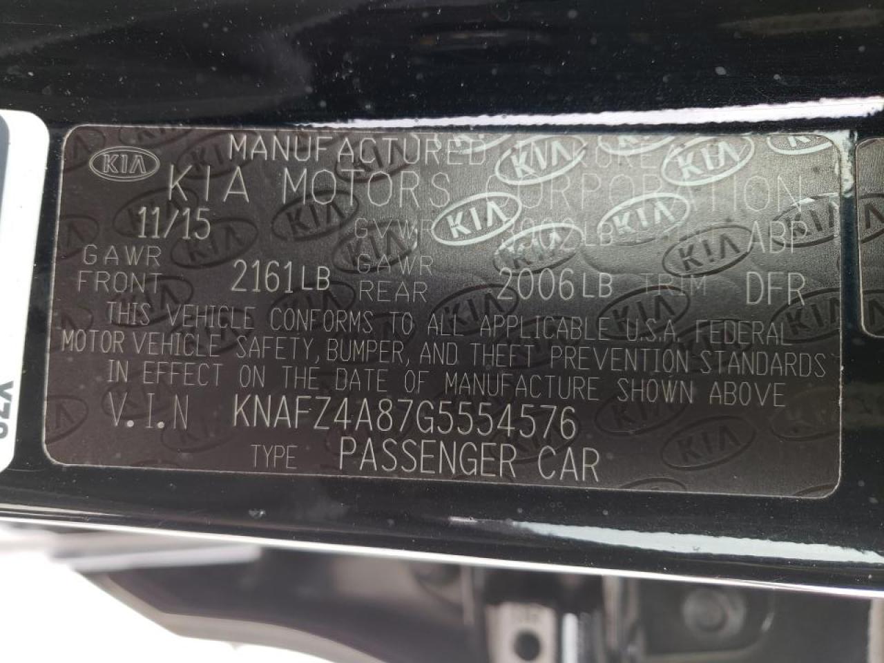 Photo 10 from auction – 2016 KIA FORTE EX with VIN KNAFZ4A87G5554576