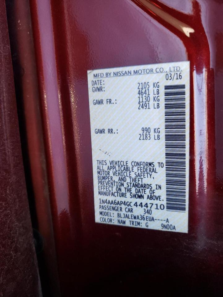 Photo 10 from auction – 2016 NISSAN MAXIMA 3.5 with VIN 1N4AA6AP4GC444710