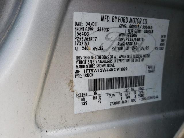 Photo 10 from auction – 2004 FORD F150 SUPER with VIN 1FTRW12W44KC91089