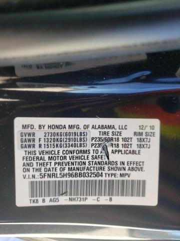 Photo 10 from auction – 2011 HONDA ODYSSEY TO with VIN 5FNRL5H96BB032504