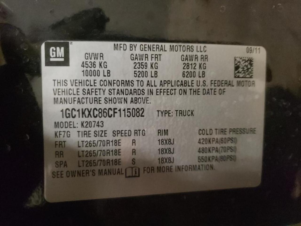 Photo 10 from auction – 2012 CHEVROLET SILVERADO with VIN 1GC1KXC86CF115082
