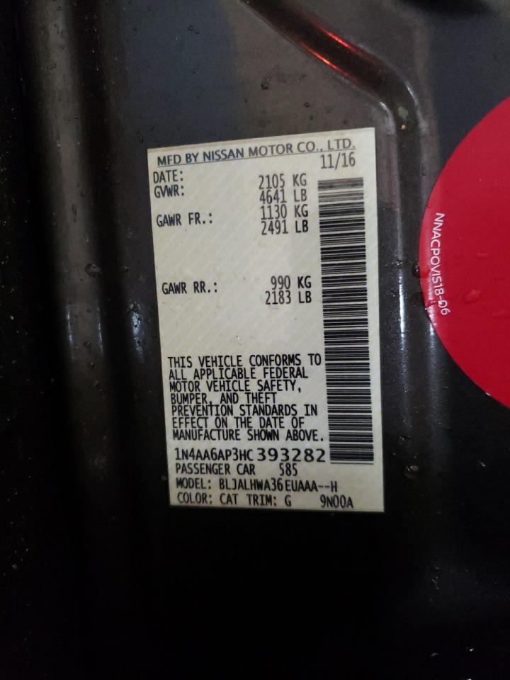 Photo 10 from auction – 2017 NISSAN MAXIMA 3.5 with VIN 1N4AA6AP3HC393282