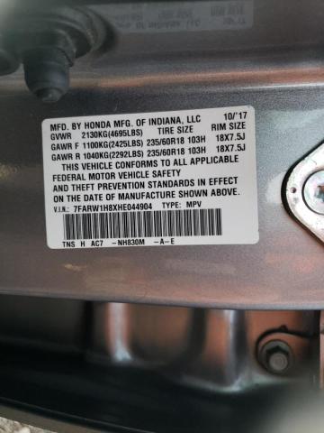 Photo 10 from auction – 2017 HONDA CR-V EXL with VIN 7FARW1H8XHE044904