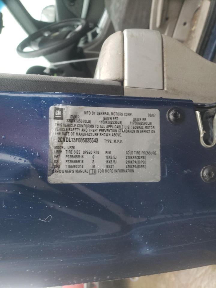 Photo 10 from auction – 2008 CHEVROLET EQUINOX LS with VIN 2CNDL13F086025543