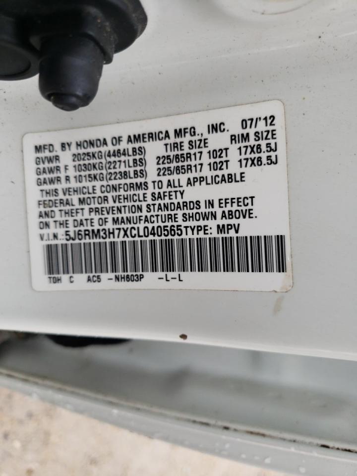 Photo 10 from auction – 2012 HONDA CR-V EXL with VIN 5J6RM3H7XCL040565