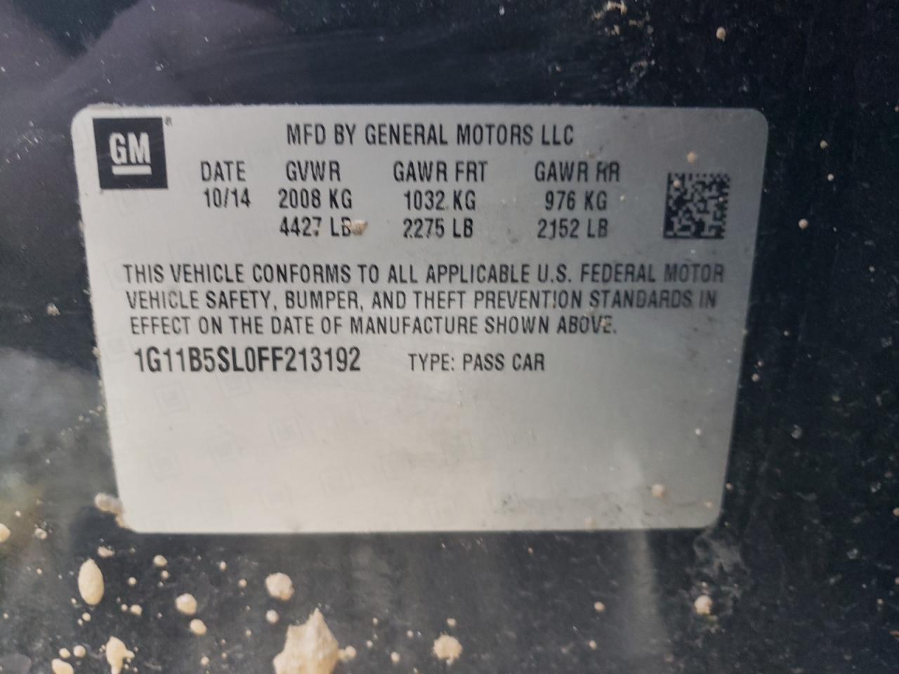 Photo 10 from auction – 2015 CHEVROLET MALIBU LS with VIN 1G11B5SL0FF213192