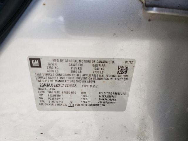 Photo 10 from auction – 2012 CHEVROLET EQUINOX LS with VIN 2GNALBEKXC1229643