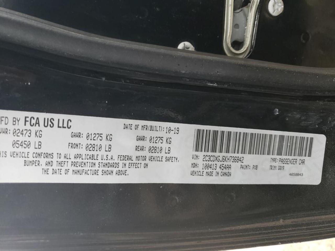 Photo 10 from auction – 2019 DODGE CHARGER SC with VIN 2C3CDXGJ6KH736842