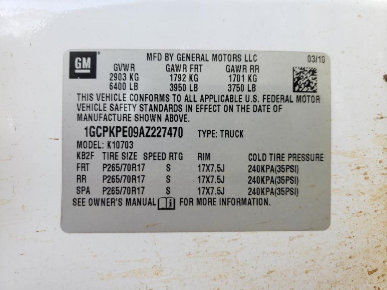 Photo 10 from auction – 2010 CHEVROLET SILVERADO with VIN 1GCPKPE09AZ227470