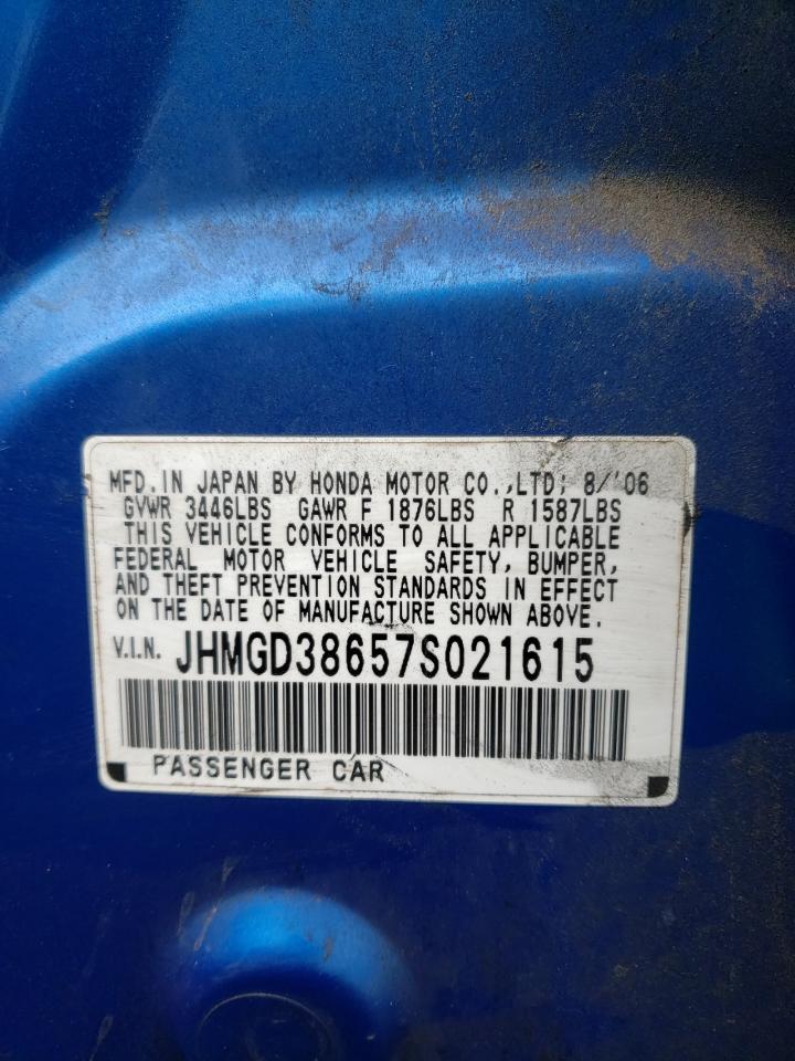 Photo 10 from auction – 2007 HONDA FIT S with VIN JHMGD38657S021615