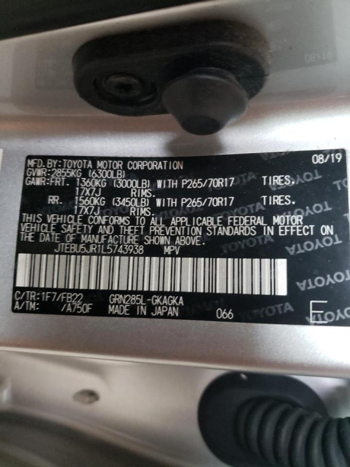 Photo 10 from auction – 2020 TOYOTA 4RUNNER SR with VIN JTEBU5JR1L5743938