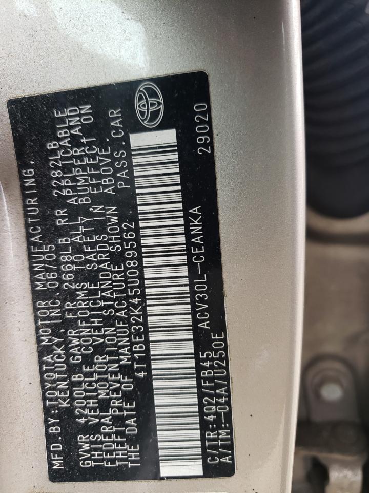 Photo 10 from auction – 2005 TOYOTA CAMRY LE with VIN 4T1BE32K45U089562
