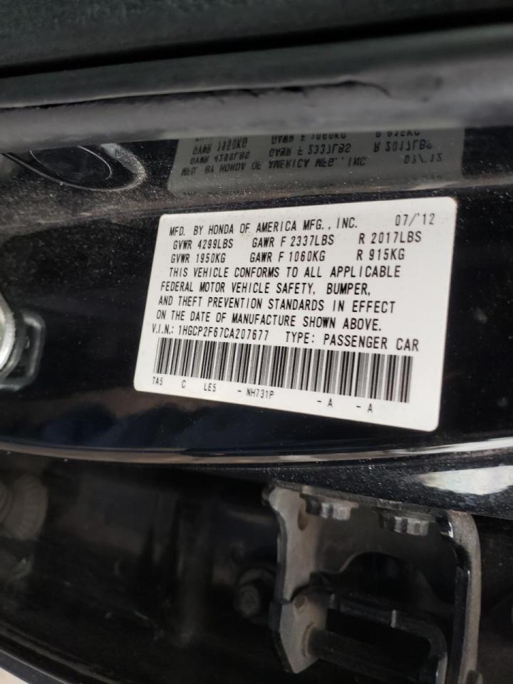 Photo 10 from auction – 2012 HONDA ACCORD SE with VIN 1HGCP2F67CA207677