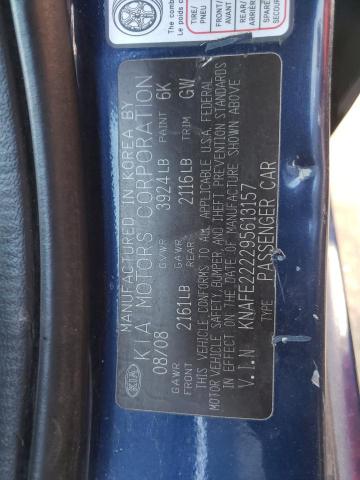 Photo 10 from auction – 2009 KIA SPECTRA EX with VIN KNAFE222295613157