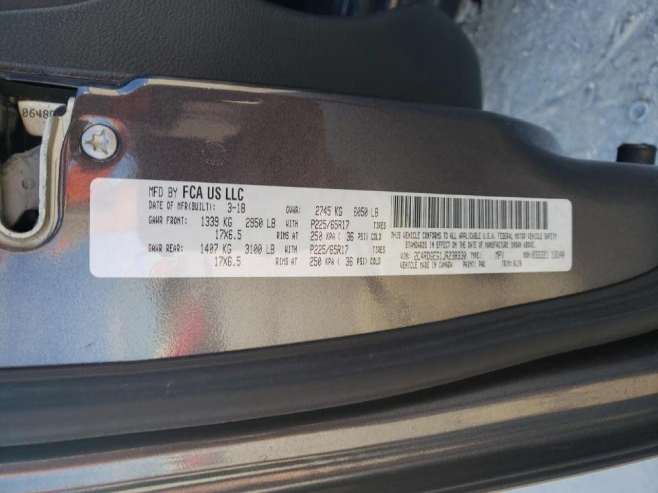 Photo 10 from auction – 2018 DODGE GRAND CARA with VIN 2C4RDGEG1JR238330