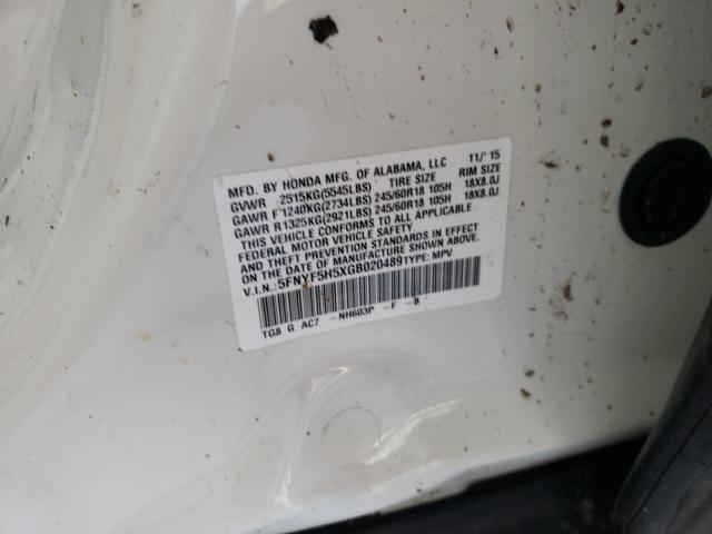 Photo 10 from auction – 2016 HONDA PILOT EXL with VIN 5FNYF5H5XGB020489