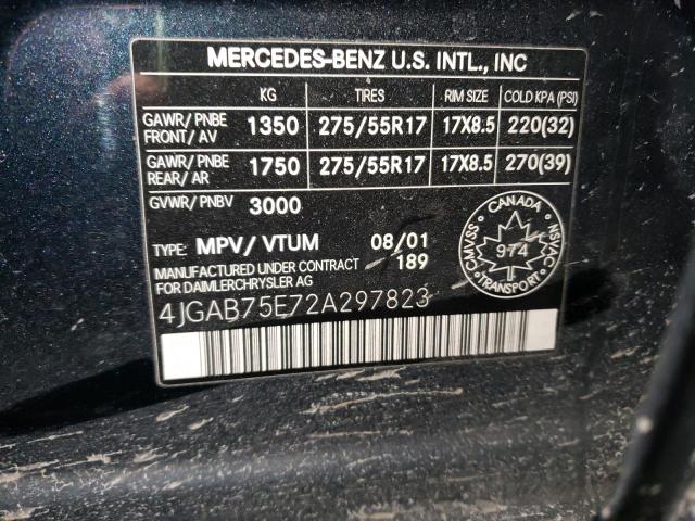 Photo 10 from auction – 2002 MERCEDES-BENZ ML 500 with VIN 4JGAB75E72A297823
