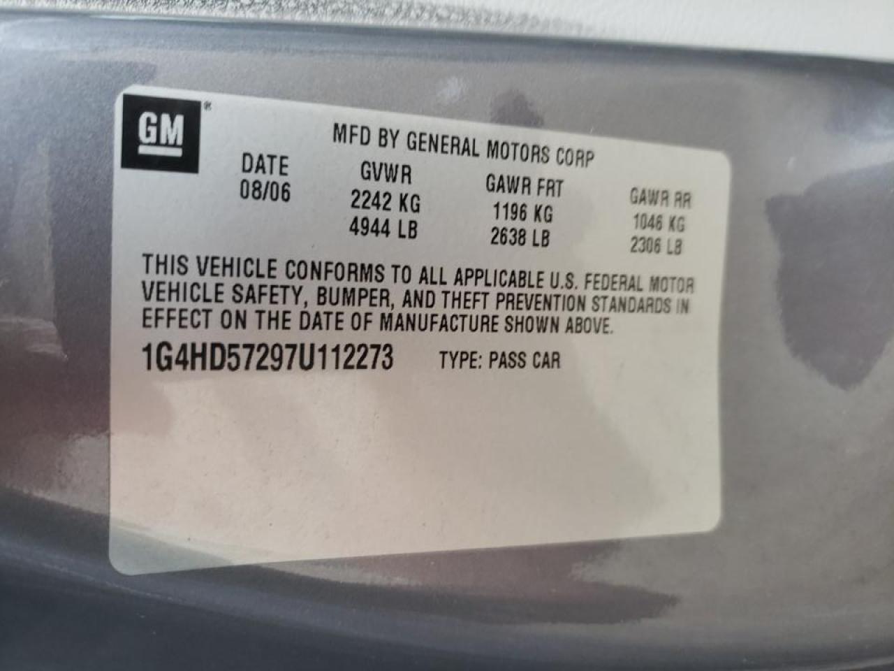 Photo 10 from auction – 2007 BUICK LUCERNE CX with VIN 1G4HD57297U112273