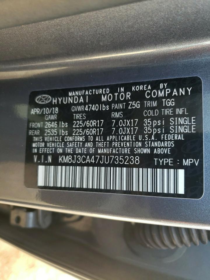 Photo 10 from auction – 2018 HYUNDAI TUCSON SEL with VIN KM8J3CA47JU735238
