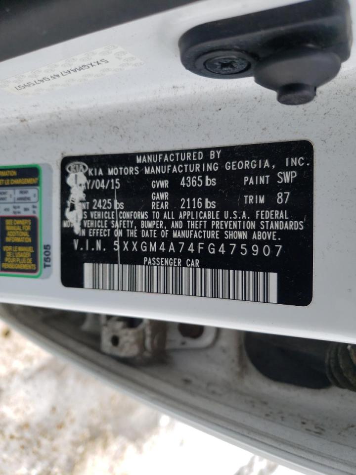Photo 10 from auction – 2015 KIA OPTIMA LX with VIN 5XXGM4A74FG475907